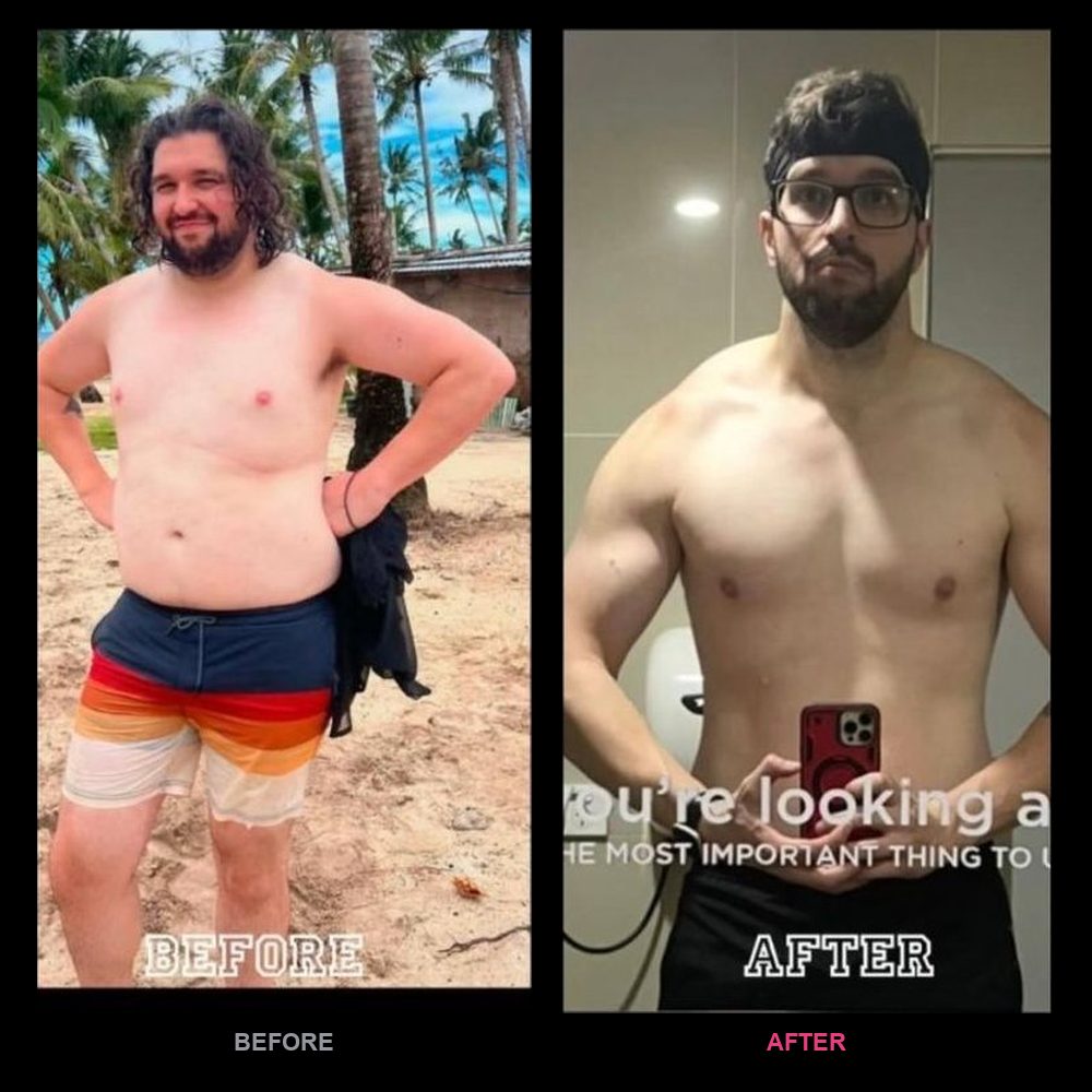 Andrew's before and after transformation with Top Tier Physique