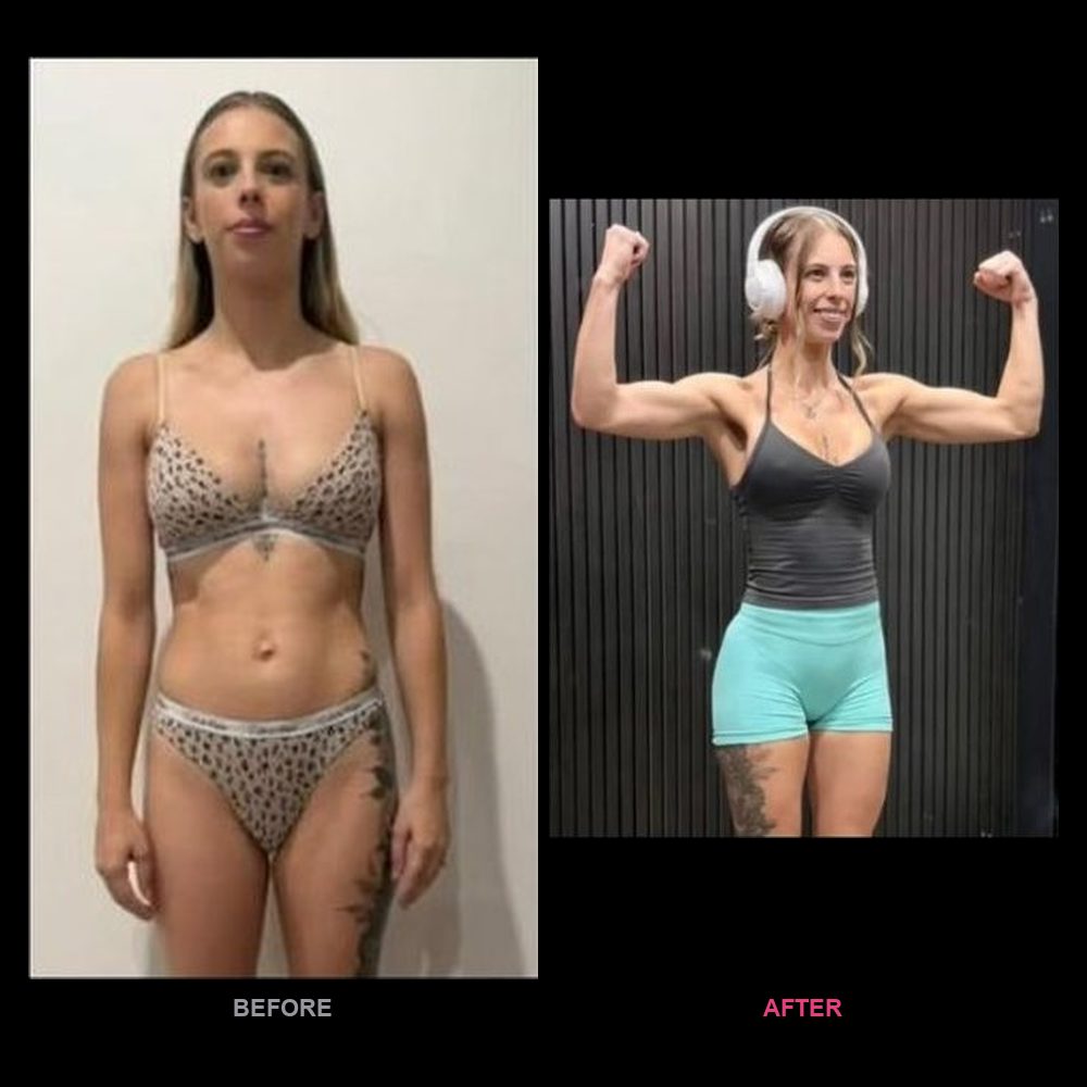 Britt's before and after transformation with Top Tier Physique