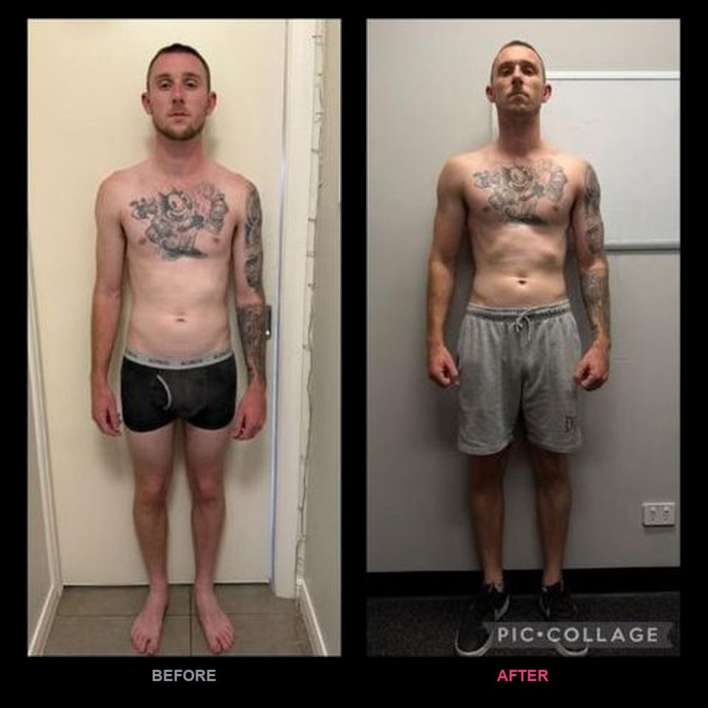 Dylan's before and after transformation with Top Tier Physique