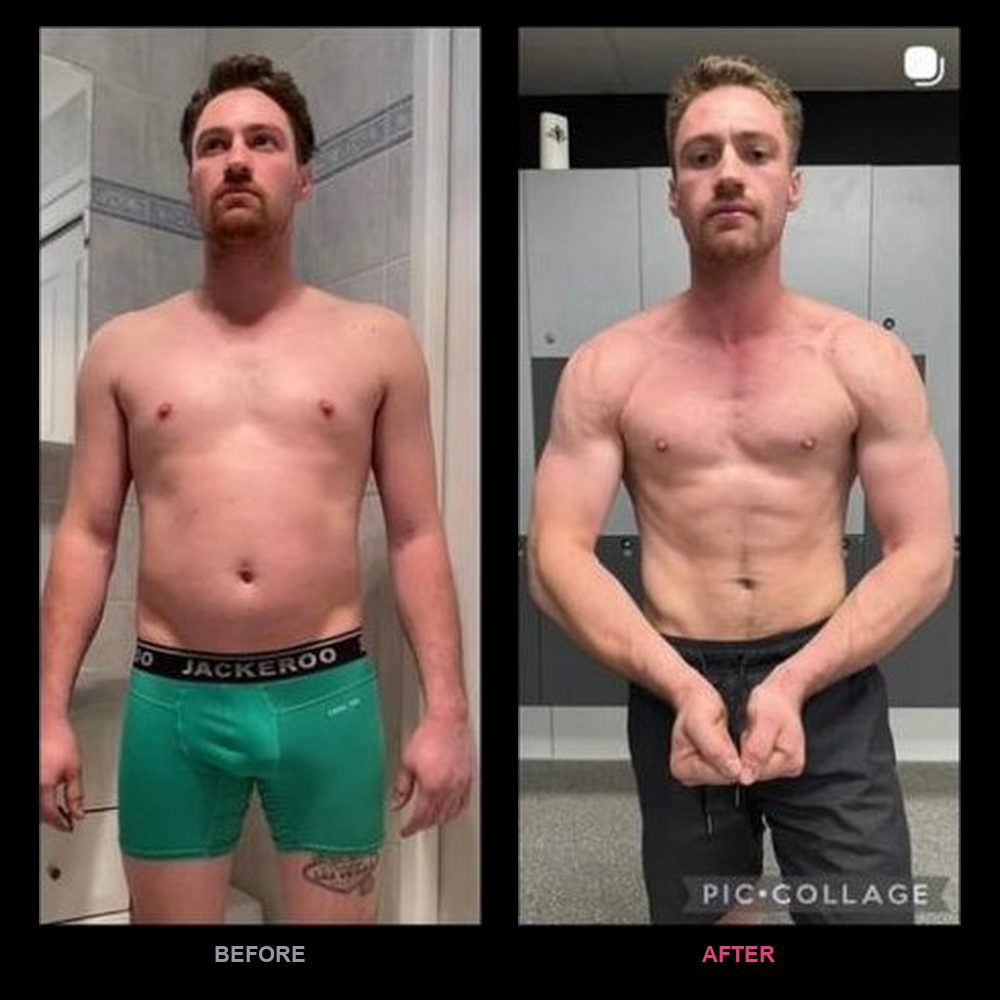 Julian's before and after transformation with Top Tier Physique