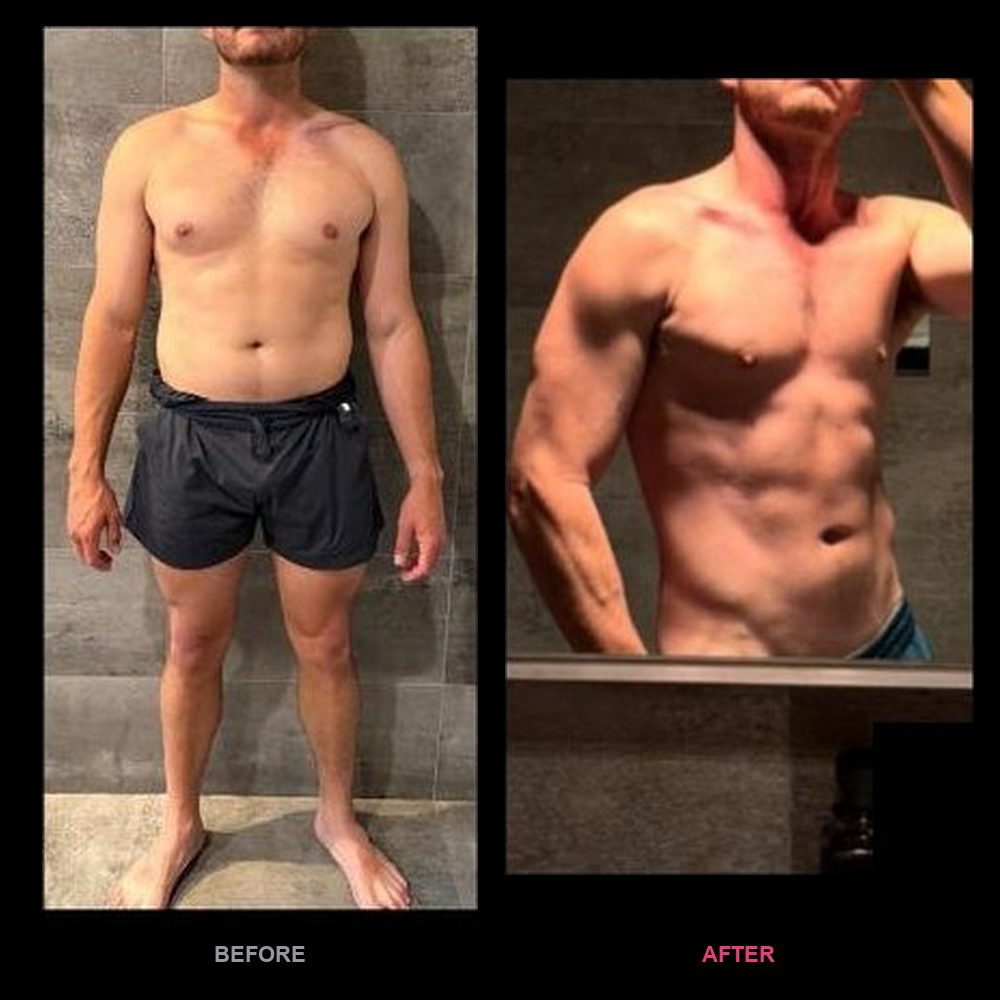 Mitch's before and after transformation with Top Tier Physique