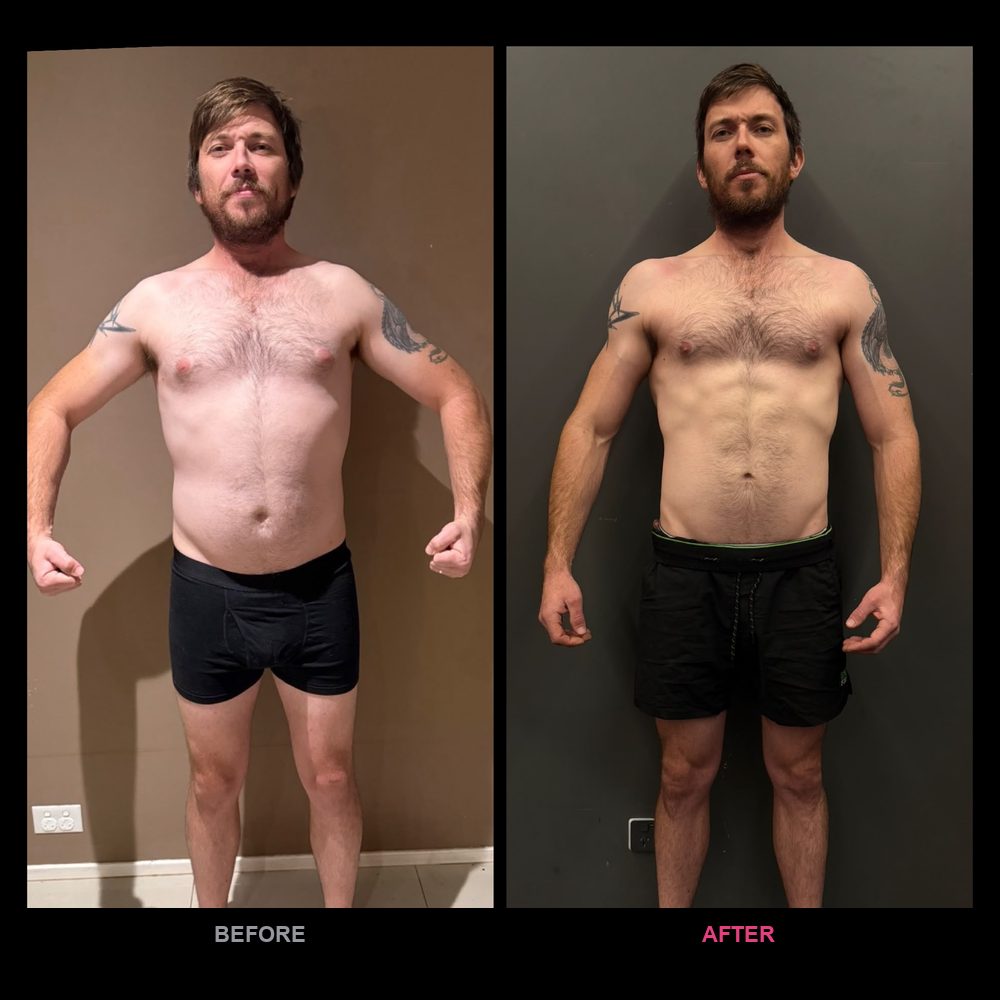 Mitch's before and after transformation with Top Tier Physique