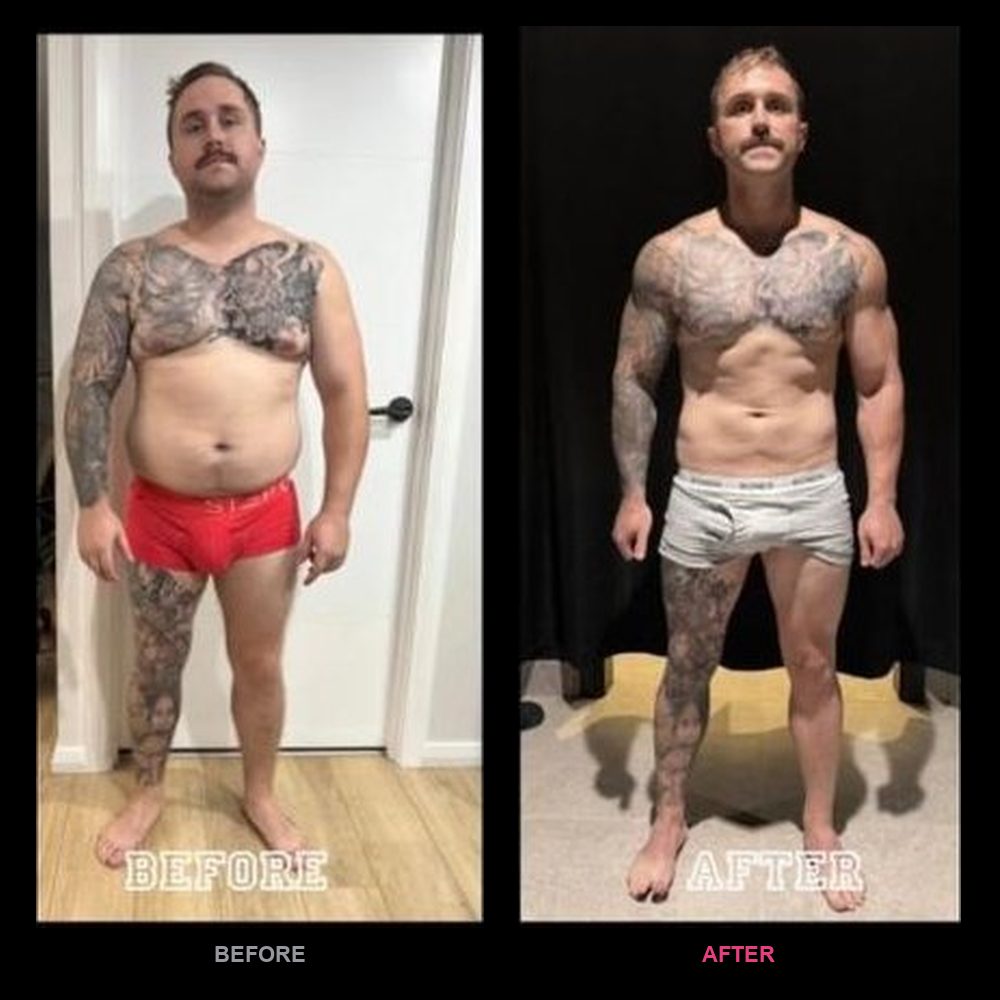 Pat's before and after transformation with Top Tier Physique